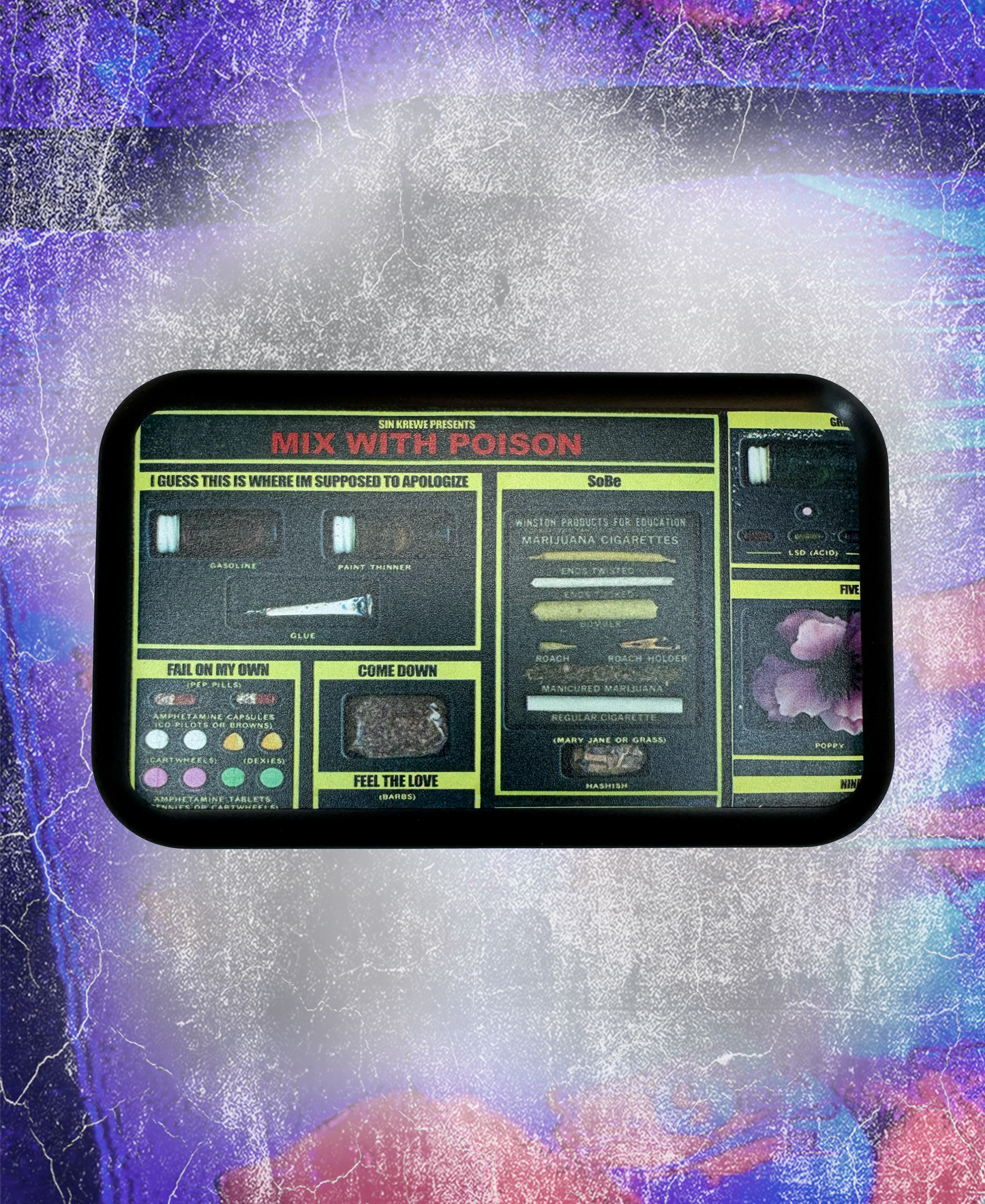 MIX WITH POISON ROLLING TRAY/ESSENTIALS CASE (BLACK/MULTI COLOR)