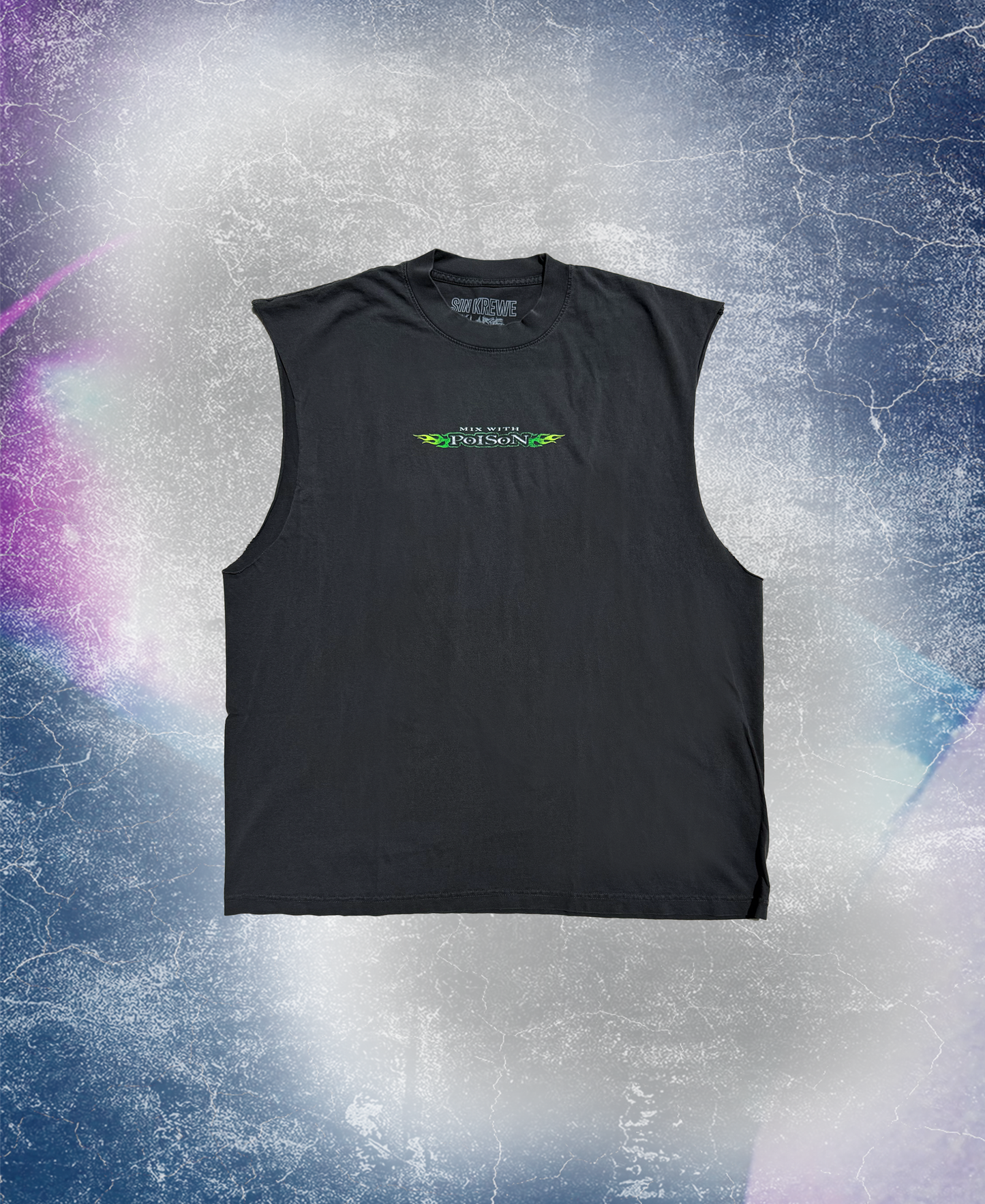 'SOBE' CUT SLEEVE SHIRT (WASHED BLACK)